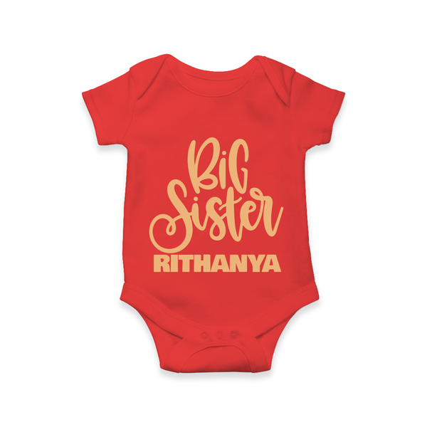 Big Sister Romper/onesie | Custom Baby Romper/onesie for Your Big Sister - RED - New Born (Chest 14")