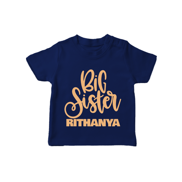 Big Sister T-shirt | Custom Baby T-shirt for Your Big Sister - NAVY BLUE - 0-5 Months Old (Chest 17")