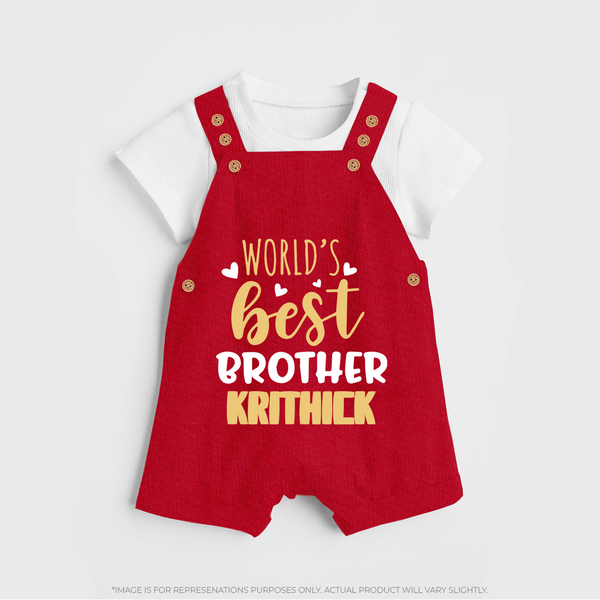 Brother Sister Cotton Dungaree Set | Ideal for Sibling Bond Moments - RED - 0 - 5 Months Old (Chest 18")