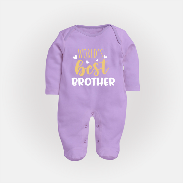 Brother Sister Cotton Sleep Suit/ Fullsleeve Bodysuit | Ideal for Sibling Bond Moments - LILAC - New Born (Chest 7.5")