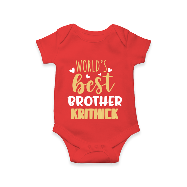 Brother Sister Cotton Romper/Onesie | Ideal for Sibling Bond Moments - RED - New Born (Chest 14")