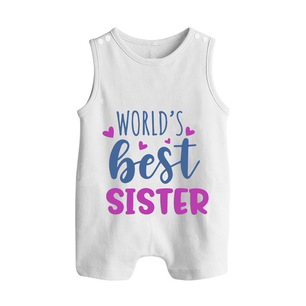 Sibling Love Romper Suit/ Sleeveless Romper | Cute Brother Sister Matching Wear - WHITE - 0 - 5 Months Old (Chest 18")