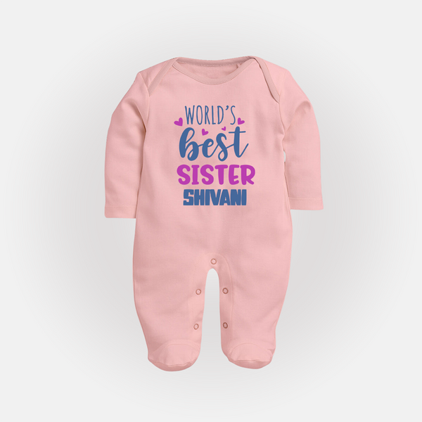 Sibling Love Sleep Suit/ Fullsleeve Bodysuit | Cute Brother Sister Matching Wear - BABY PINK - New Born (Chest 7.5")