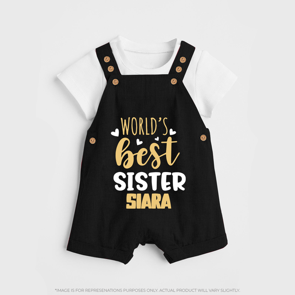 Sibling Love Dungaree Set | Cute Brother Sister Matching Wear - BLACK - 0 - 5 Months Old (Chest 18")