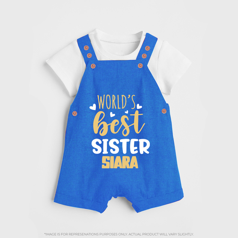 Sibling Love Dungaree Set | Cute Brother Sister Matching Wear - COBALT BLUE - 0 - 5 Months Old (Chest 18")