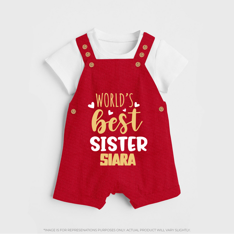 Sibling Love Dungaree Set | Cute Brother Sister Matching Wear - RED - 0 - 5 Months Old (Chest 18")
