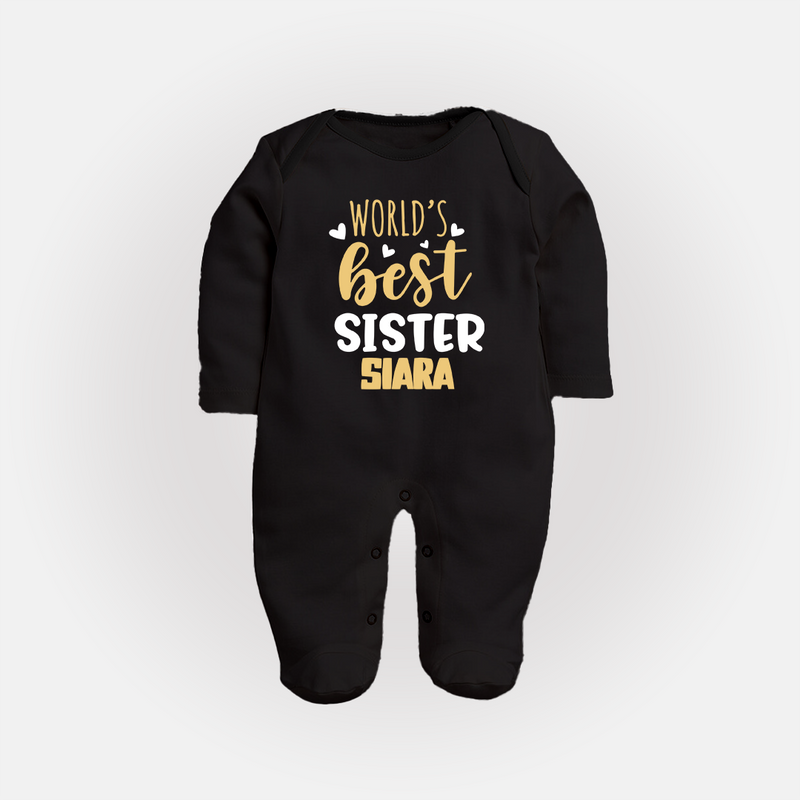 Sibling Love Sleep Suit/ Fullsleeve Bodysuit | Cute Brother Sister Matching Wear - BLACK - New Born (Chest 7.5")