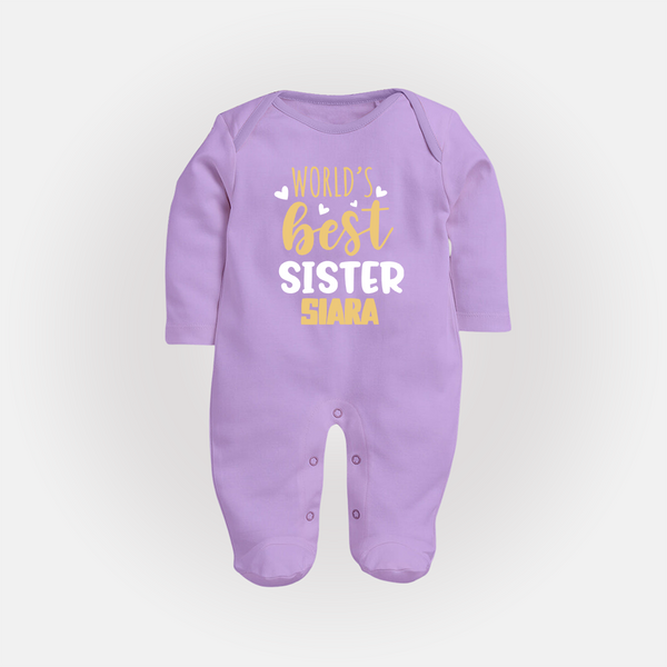Sibling Love Sleep Suit/ Fullsleeve Bodysuit | Cute Brother Sister Matching Wear - LILAC - New Born (Chest 7.5")