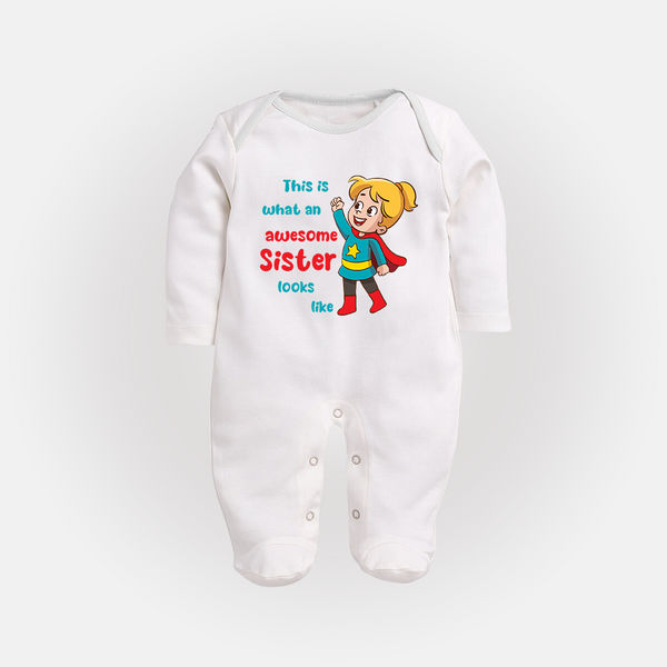Baby Sibling Matching Clothes | Brother and Sister Celebration  Sleep Suit/ Fullsleeve Bodysuit - WHITE - New Born (Chest 7.5")