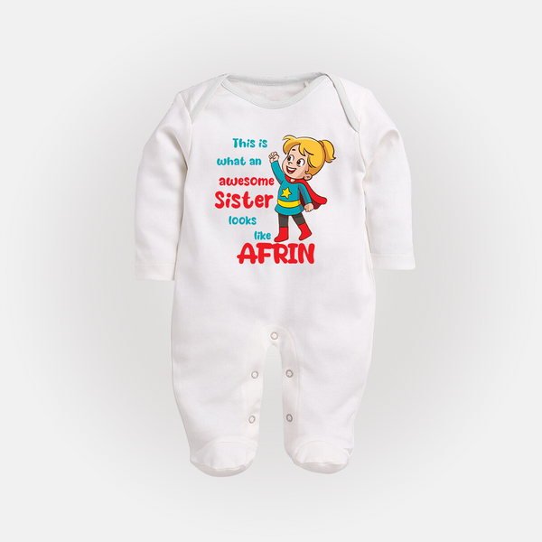 Baby Sibling Matching Clothes | Brother and Sister Celebration  Sleep Suit/ Fullsleeve Bodysuit - WHITE - New Born (Chest 7.5")