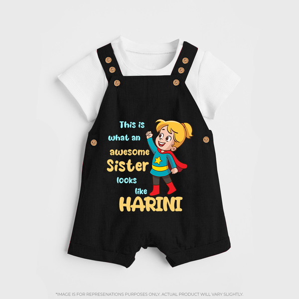 Baby Sibling Matching Clothes | Brother and Sister Celebration  Dungaree Set - BLACK - 0 - 5 Months Old (Chest 18")