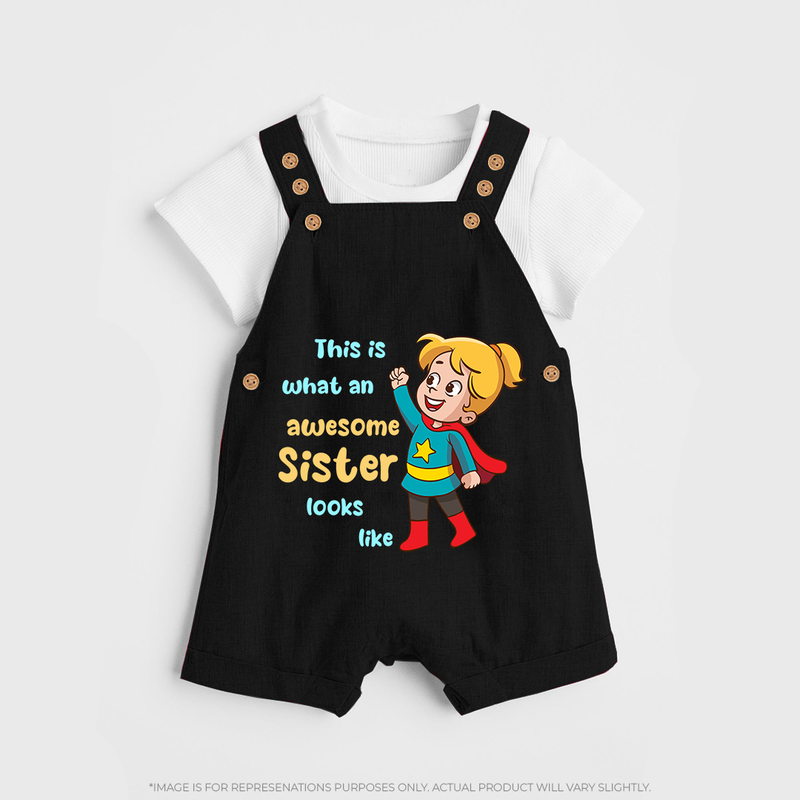Baby Sibling Matching Clothes | Brother and Sister Celebration  Dungaree Set - BLACK - 0 - 5 Months Old (Chest 18")