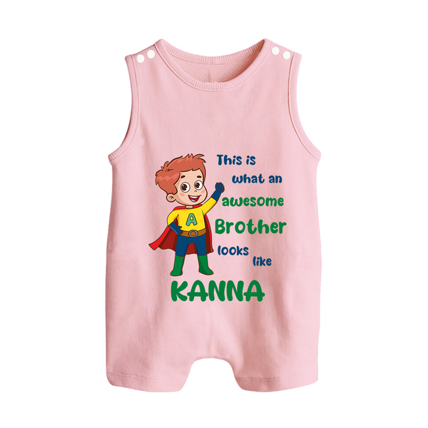 Sweet Brother Sister Baby Romper Suit/ Sleeveless Romper | Soft Fabric Matching Romper Suit/ Sleeveless Romper - BABY PINK - 0 - 5 Months Old (Chest 18")