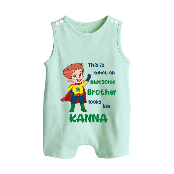 Sweet Brother Sister Baby Romper Suit/ Sleeveless Romper | Soft Fabric Matching Romper Suit/ Sleeveless Romper - MINT GREEN - 0 - 5 Months Old (Chest 18")