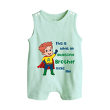 Sweet Brother Sister Baby Romper Suit/ Sleeveless Romper | Soft Fabric Matching Romper Suit/ Sleeveless Romper - MINT GREEN - 0 - 5 Months Old (Chest 18")