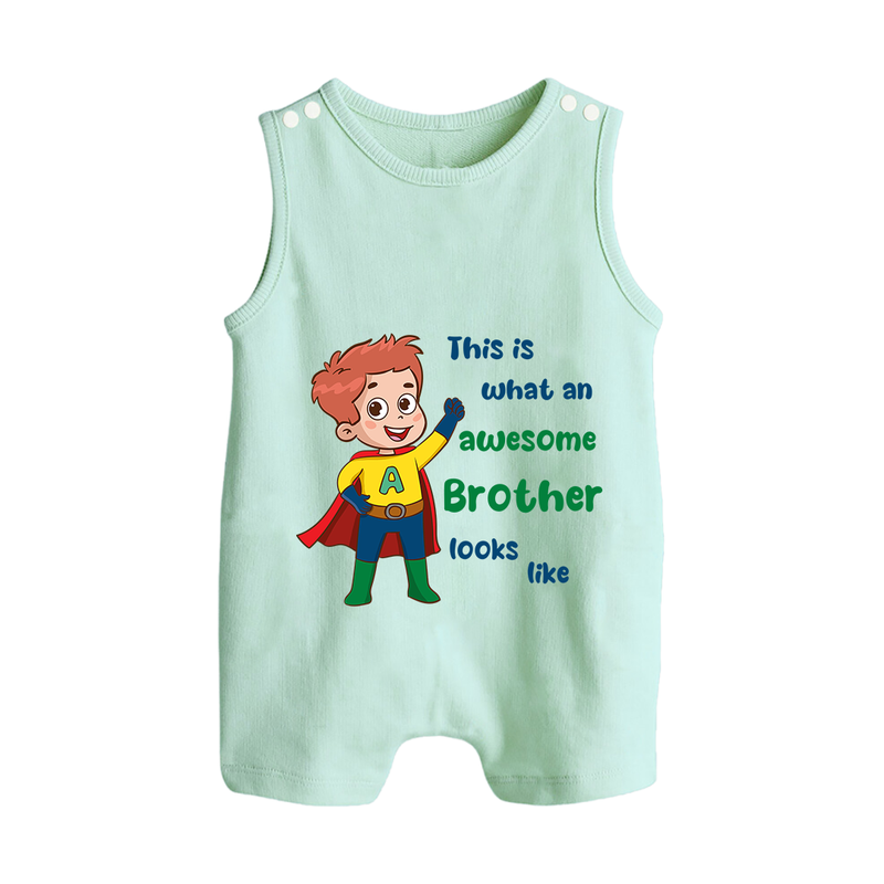Sweet Brother Sister Baby Romper Suit/ Sleeveless Romper | Soft Fabric Matching Romper Suit/ Sleeveless Romper - MINT GREEN - 0 - 5 Months Old (Chest 18")