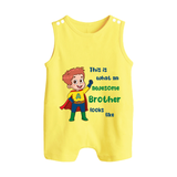 Sweet Brother Sister Baby Romper Suit/ Sleeveless Romper | Soft Fabric Matching Romper Suit/ Sleeveless Romper - PASTEL YELLOW - 0 - 5 Months Old (Chest 18")
