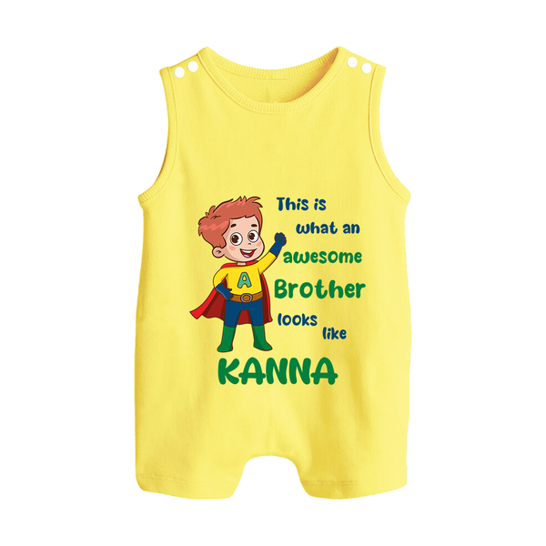 Sweet Brother Sister Baby Romper Suit/ Sleeveless Romper | Soft Fabric Matching Romper Suit/ Sleeveless Romper - PASTEL YELLOW - 0 - 5 Months Old (Chest 18")