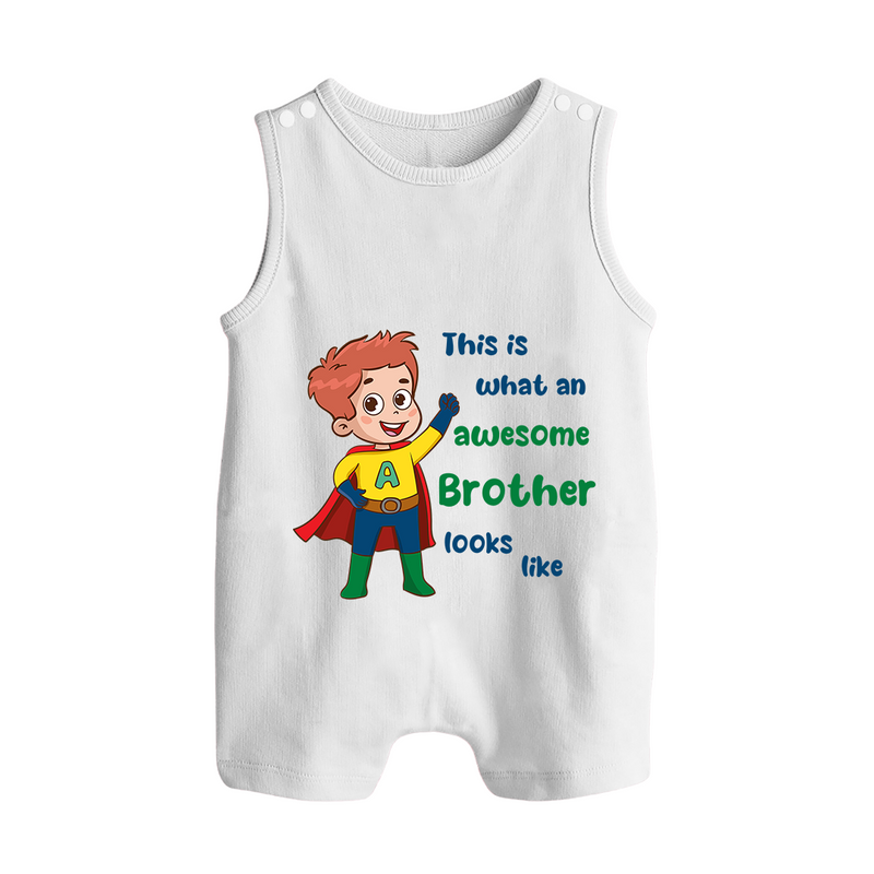 Sweet Brother Sister Baby Romper Suit/ Sleeveless Romper | Soft Fabric Matching Romper Suit/ Sleeveless Romper - WHITE - 0 - 5 Months Old (Chest 18")