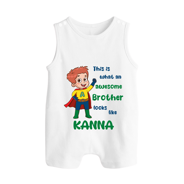 Sweet Brother Sister Baby Romper Suit/ Sleeveless Romper | Soft Fabric Matching Romper Suit/ Sleeveless Romper - WHITE - 0 - 5 Months Old (Chest 18")