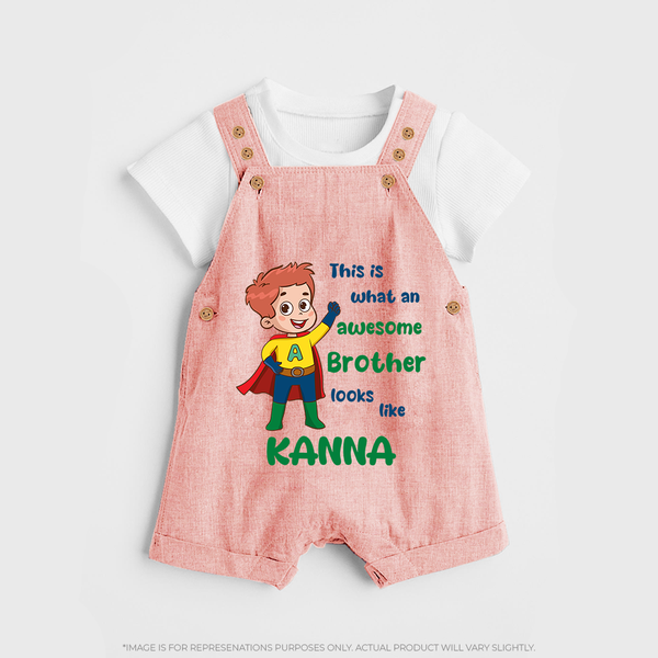 Sweet Brother Sister Baby Dungaree Set | Soft Fabric Matching Dungaree Set - PEACH - 0 - 5 Months Old (Chest 18")