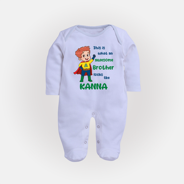 Sweet Brother Sister Baby Sleep Suit/ Fullsleeve Bodysuit | Soft Fabric Matching Sleep Suit/ Fullsleeve Bodysuit - BABY BLUE - New Born (Chest 7.5")