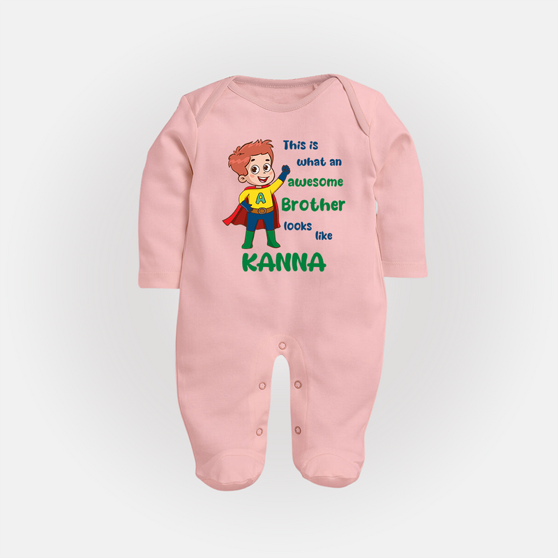 Sweet Brother Sister Baby Sleep Suit/ Fullsleeve Bodysuit | Soft Fabric Matching Sleep Suit/ Fullsleeve Bodysuit - BABY PINK - New Born (Chest 7.5")