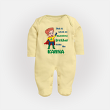 Sweet Brother Sister Baby Sleep Suit/ Fullsleeve Bodysuit | Soft Fabric Matching Sleep Suit/ Fullsleeve Bodysuit - PASTEL YELLOW - New Born (Chest 7.5")