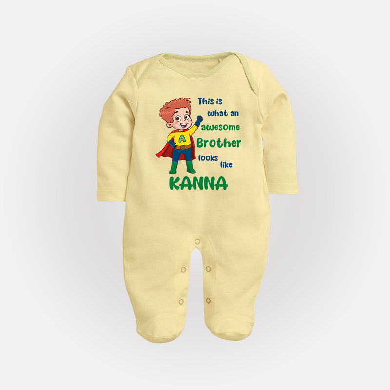 Sweet Brother Sister Baby Sleep Suit/ Fullsleeve Bodysuit | Soft Fabric Matching Sleep Suit/ Fullsleeve Bodysuit - PASTEL YELLOW - New Born (Chest 7.5")