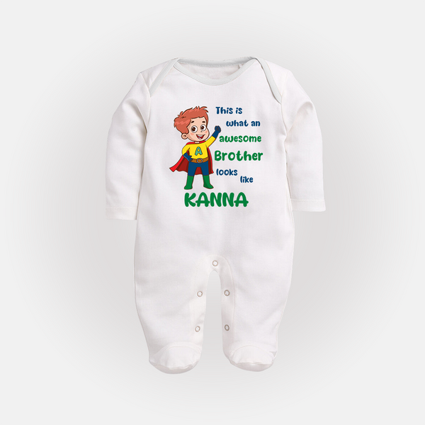 Sweet Brother Sister Baby Sleep Suit/ Fullsleeve Bodysuit | Soft Fabric Matching Sleep Suit/ Fullsleeve Bodysuit - WHITE - New Born (Chest 7.5")