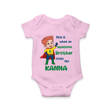 Sweet Brother Sister Baby Romper/Onesie | Soft Fabric Matching Romper/Onesie - BABY PINK - New Born (Chest 14")