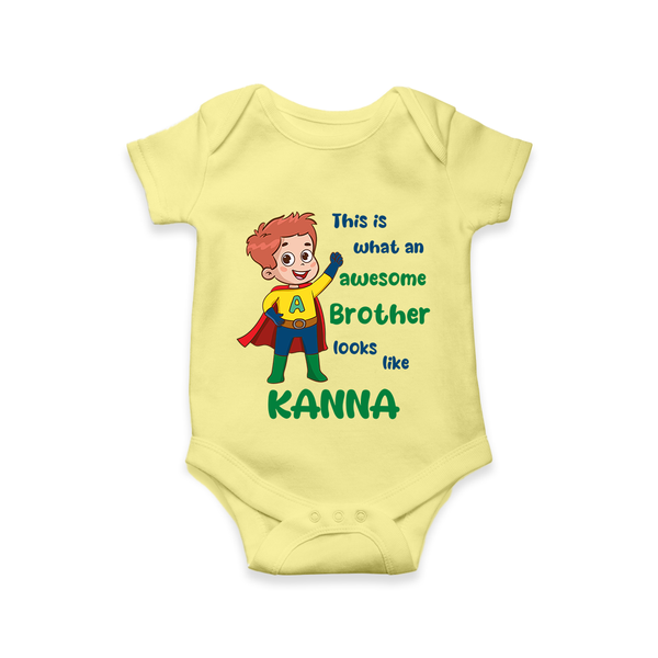 Sweet Brother Sister Baby Romper/Onesie | Soft Fabric Matching Romper/Onesie - PASTEL YELLOW - New Born (Chest 14")