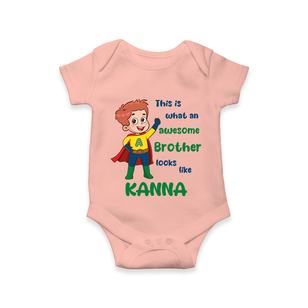 Sweet Brother Sister Baby Romper/Onesie | Soft Fabric Matching Romper/Onesie - PEACH - New Born (Chest 14")