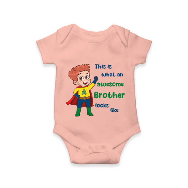 Sweet Brother Sister Baby Romper/Onesie | Soft Fabric Matching Romper/Onesie - PEACH - New Born (Chest 14")