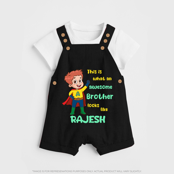 Sweet Brother Sister Baby Dungaree Set | Soft Fabric Matching Dungaree Set - BLACK - 0 - 5 Months Old (Chest 18")
