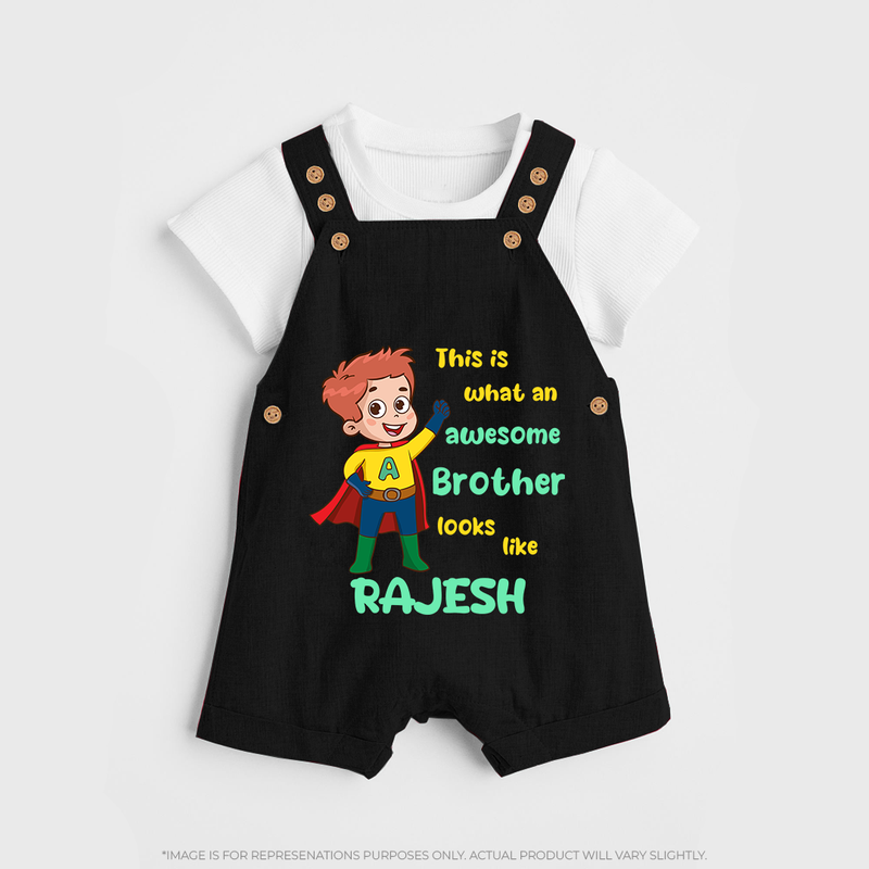 Sweet Brother Sister Baby Dungaree Set | Soft Fabric Matching Dungaree Set - BLACK - 0 - 5 Months Old (Chest 18")