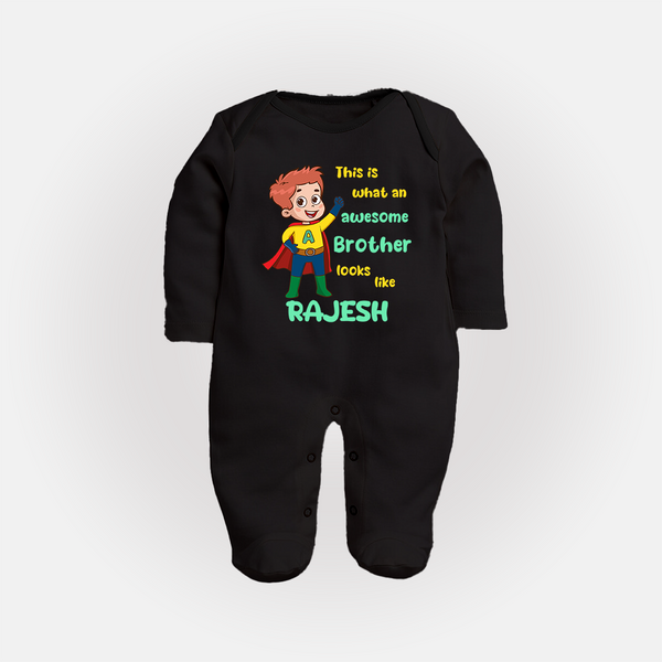 Sweet Brother Sister Baby Sleep Suit/ Fullsleeve Bodysuit | Soft Fabric Matching Sleep Suit/ Fullsleeve Bodysuit - BLACK - New Born (Chest 7.5")