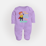 Sweet Brother Sister Baby Sleep Suit/ Fullsleeve Bodysuit | Soft Fabric Matching Sleep Suit/ Fullsleeve Bodysuit - LILAC - New Born (Chest 7.5")