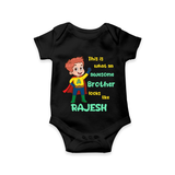 Sweet Brother Sister Baby Romper/Onesie | Soft Fabric Matching Romper/Onesie - BLACK - New Born (Chest 14")