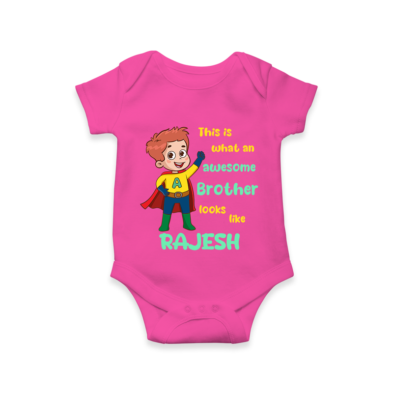Sweet Brother Sister Baby Romper/Onesie | Soft Fabric Matching Romper/Onesie - HOT PINK - New Born (Chest 14")