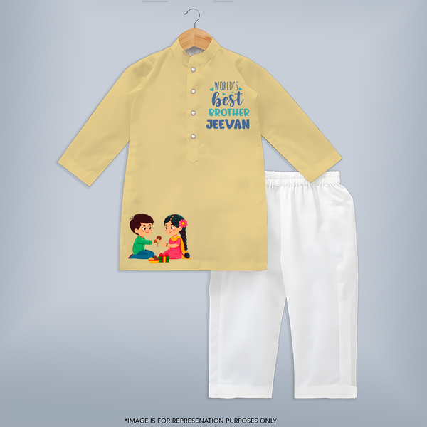 Rakhi Ready Kurta for Babies | Soft Cotton with Festive Flair - PASTEL YELLOW - 3 - 6 Months Old (Chest 24", Kurta Length 14'', Waist 19", Pant Length 14")