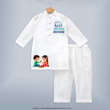 Rakhi Ready Kurta for Babies | Soft Cotton with Festive Flair - WHITE - 3 - 6 Months Old (Chest 24", Kurta Length 14'', Waist 19", Pant Length 14")