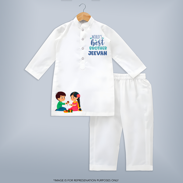 Rakhi Ready Kurta for Babies | Soft Cotton with Festive Flair - WHITE - 3 - 6 Months Old (Chest 24", Kurta Length 14'', Waist 19", Pant Length 14")