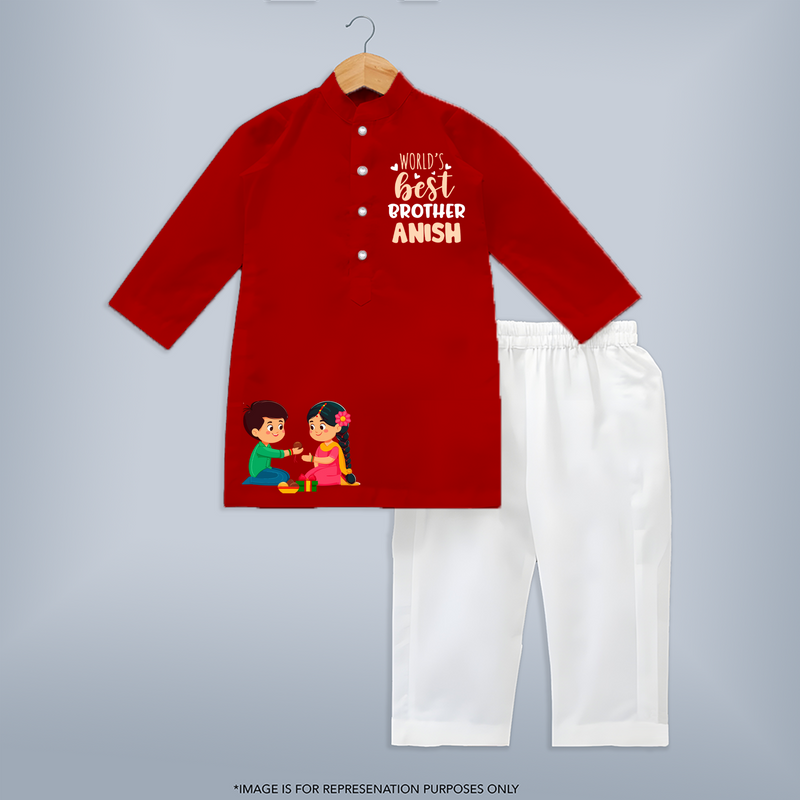 Rakhi Ready Kurta for Babies | Soft Cotton with Festive Flair - RED - 3 - 6 Months Old (Chest 24", Kurta Length 14'', Waist 19", Pant Length 14")