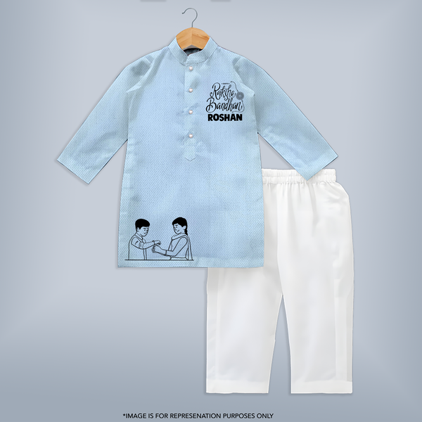 Personalized Rakhi Festival Kurta for Infants | Celebrate with Style - BABY BLUE - 3 - 6 Months Old (Chest 24", Kurta Length 14'', Waist 19", Pant Length 14")