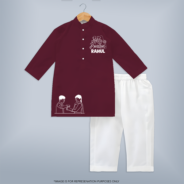 Personalized Rakhi Festival Kurta for Infants | Celebrate with Style - MAROON - 3 - 6 Months Old (Chest 24", Kurta Length 14'', Waist 19", Pant Length 14")