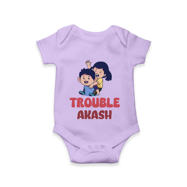 Trouble Romper/onesie | Personalized Baby Romper/onesie for the Little Troublemaker - LILAC - New Born (Chest 14")