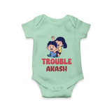 Trouble Romper/onesie | Personalized Baby Romper/onesie for the Little Troublemaker - MINT GREEN - New Born (Chest 14")