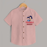 Trouble Shirt | Personalized Baby Shirt for the Little Troublemaker - PEACH - 0 - 6 Months Old (Chest 23")