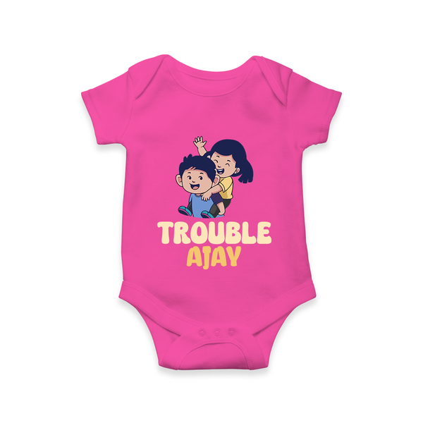 Trouble Romper/onesie | Personalized Baby Romper/onesie for the Little Troublemaker - HOT PINK - New Born (Chest 14")